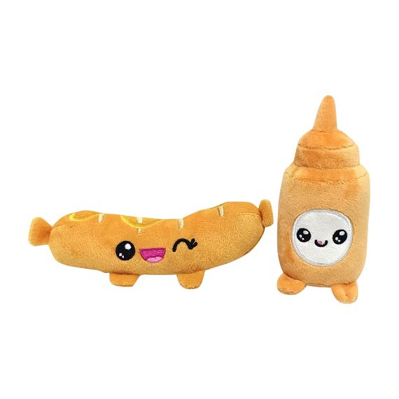 YUMMIES - Bratwurst & Mustard - 2 plush 15cm in plush bag 21x21cm