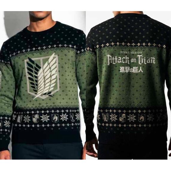ATTACK ON TITAN - Logo - Men Christmas Sweaters (L)