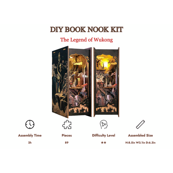 BOOK NOOK KIT - DIY - The Legend of Wukong - 89pc + LED Light
