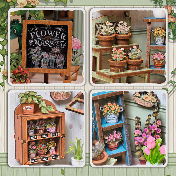 MINIATURE HOUSE - DIY - Champs-Elysées Florist - 199pc + LED Light