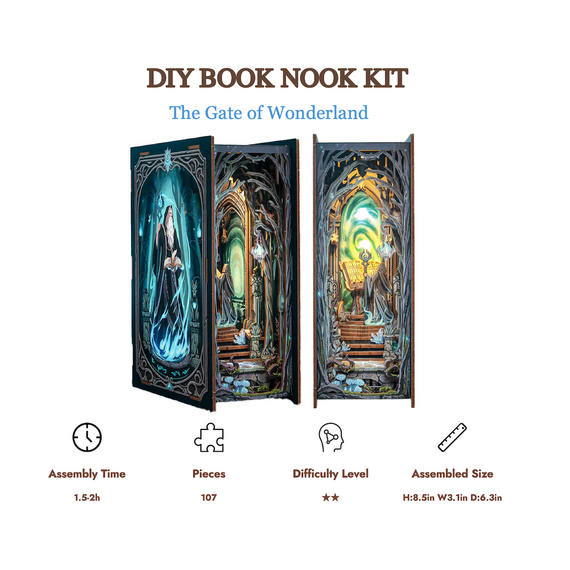BOOK NOOK KIT - DIY - The Gate of Wonderland - 107pc + LED Light
