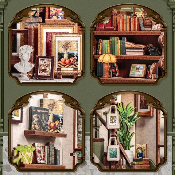 MINIATURE HOUSE - DIY- Gallery Bookstore - 246pc + LED Light