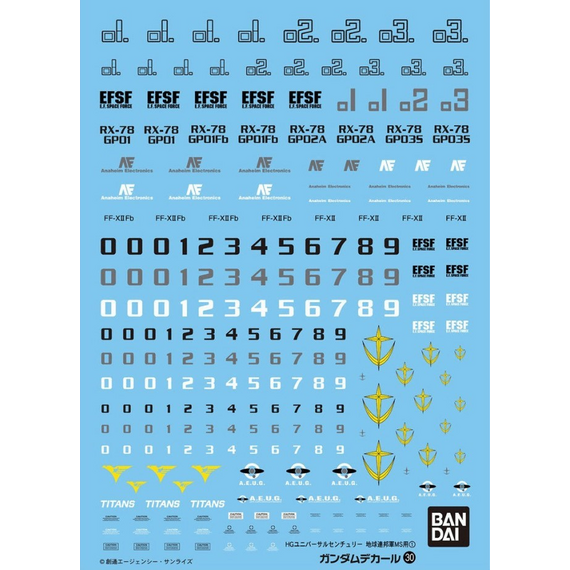 GUNDAM - GUNDAM DECAL 30 - HGUC Multiuse Earth Federation 1