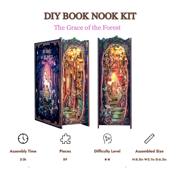 BOOK NOOK KIT - DIY - The Grace of the Forest - 89pc + LED Light