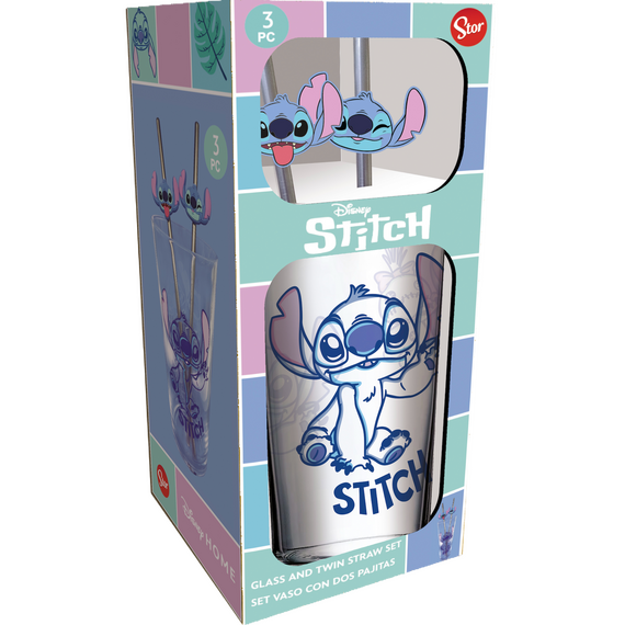 STITCH - Set of Premium XXL Glass 16oz + Twin Metal Straw