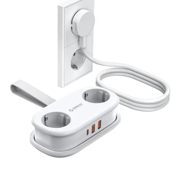 Orico APP 15.5W 5in1 Power Strip 2x AC + 2x USB-A + 1x USB-C - White | Techbox