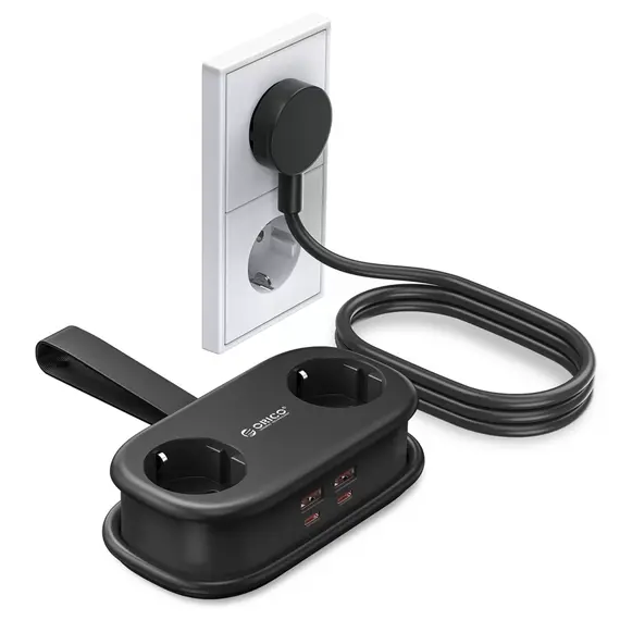 Orico AP3 20W GaN 5in1 Power Strip 2x AC + 2x USB-A + 1x USB-C - Black