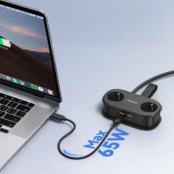 Orico AP3 20W GaN 5in1 Power Strip 2x AC + 2x USB-A + 1x USB-C - Black