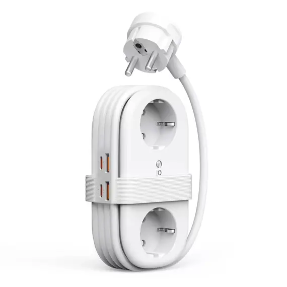Orico AP3 20W GaN 5in1 Power Strip 2x AC + 2x USB-A + 1x USB-C - White