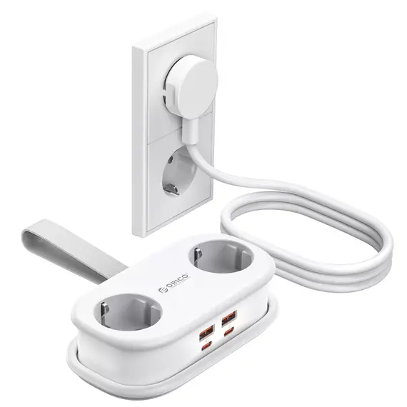 Orico AP3 20W GaN 5in1 Power Strip 2x AC + 2x USB-A + 1x USB-C - White