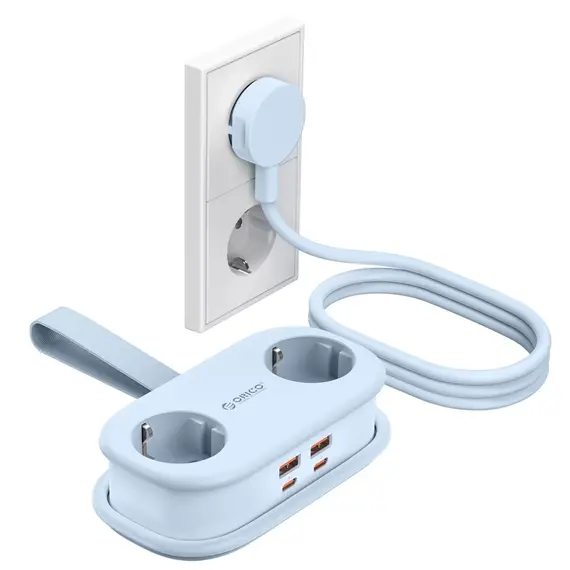 Orico AP3 65W GaN 6in1 Power Strip 2x AC + 2x USB-A + 2x USB-C - Blue | Techbox