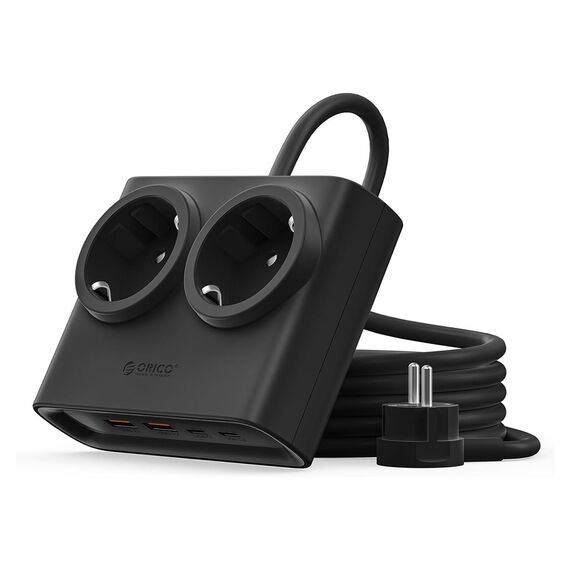 Orico PDC25 25W 6in1 Power Strip 2x AC + 2x USB-A + 2x USB-C - Black | Techbox