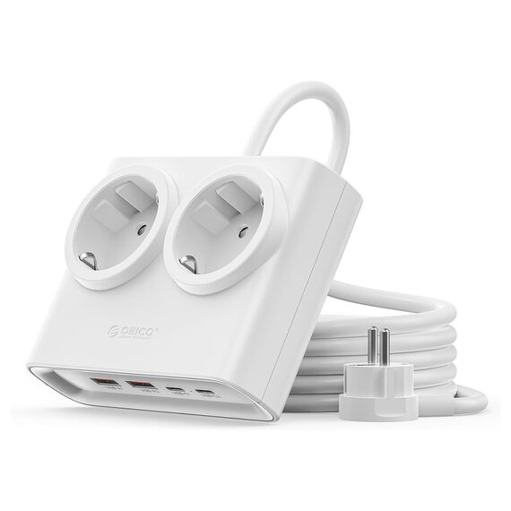 Orico PDC25 25W 6in1 Power Strip 2x AC + 2x USB-A + 2x USB-C - White | Techbox