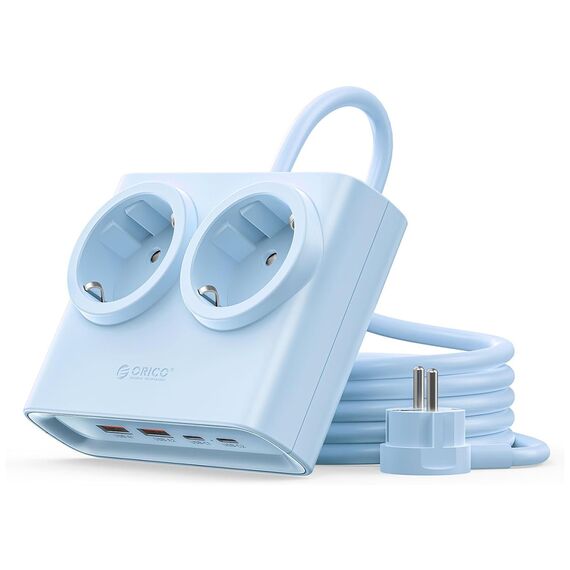 Orico PDC25 25W 6in1 Power Strip 2x AC + 2x USB-A + 2x USB-C - Blue | Techbox