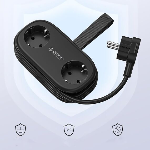 Orico APP 15.5W 5in1 Power Strip 2x AC + 2x USB-A + 1x USB-C - Black | Techbox