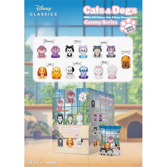Disney Cats & Dogs Mini Egg Attack Blind Box Figures Gummy Series 3 cm Assortment (24)