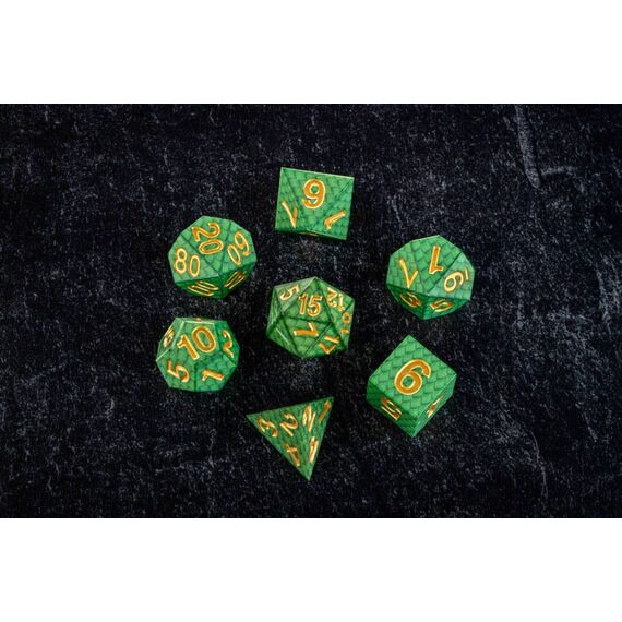 Dragon Storm Sharp Edge Silicone Dice Set Green Dragon Scales (7)