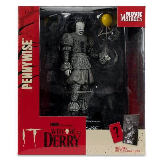 It Welcome to Derry Movie Maniacs Figure Pennywise (Black &amp; White) 16 cm