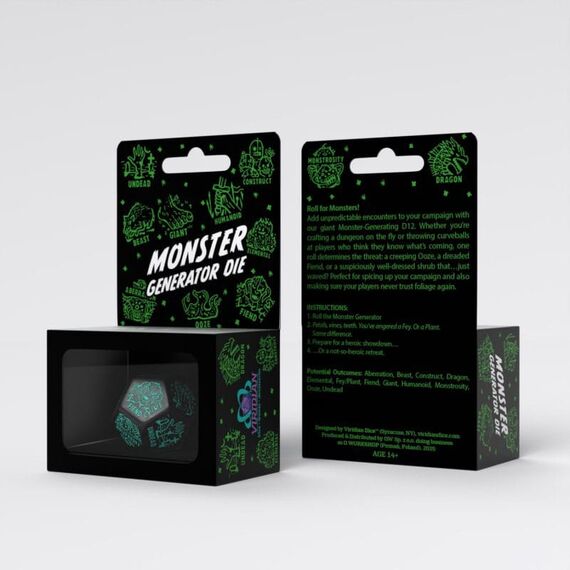 Viridian Jumbo Dice Monster Generator Die D12 Black