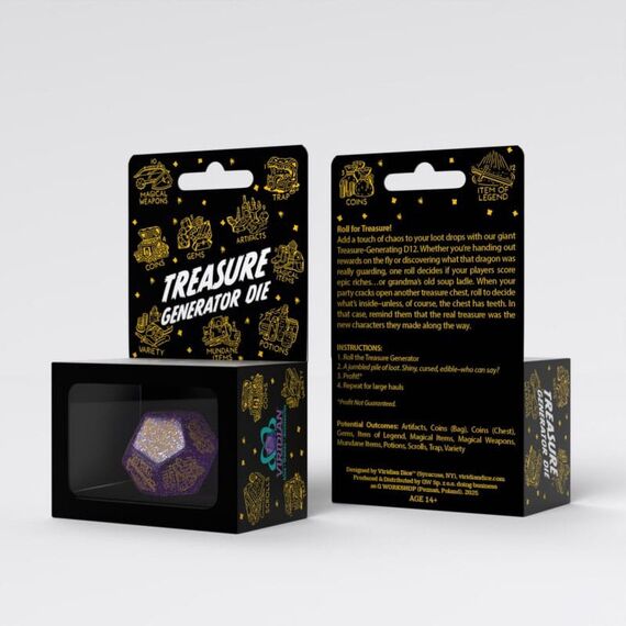 Viridian Jumbo Dice Treasure Generator Die D12 Shimmering Purple