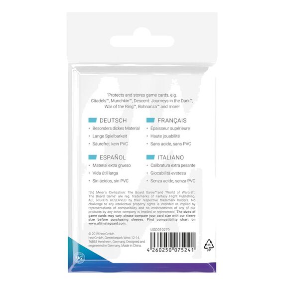 Ultimate Guard Premium Soft Sleeves for Board Game Cards Standard American (60)