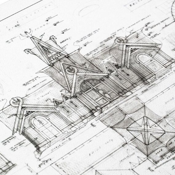 Lord of the Rings Blueprint Art Print The Stable of Edoras 59 x 42 cm