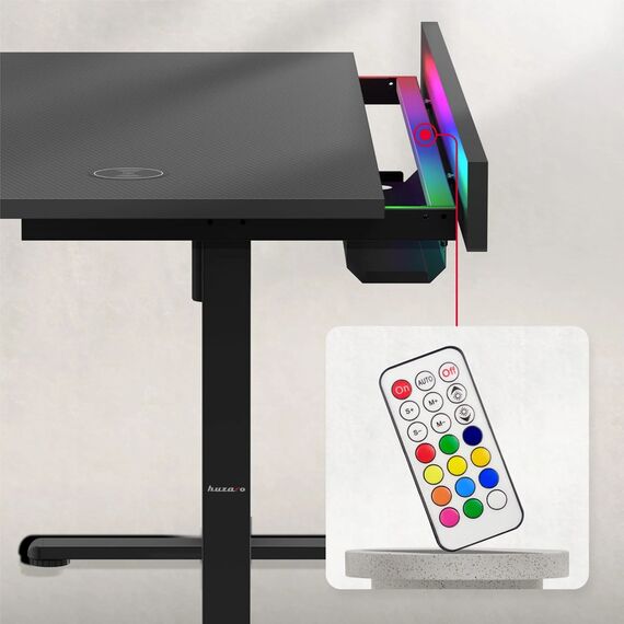 Huzaro Hero 8.7 RGB Electric Gaming Desk – Black | Techbox