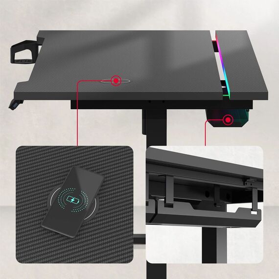 Huzaro Hero 8.7 RGB Electric Gaming Desk – Black | Techbox