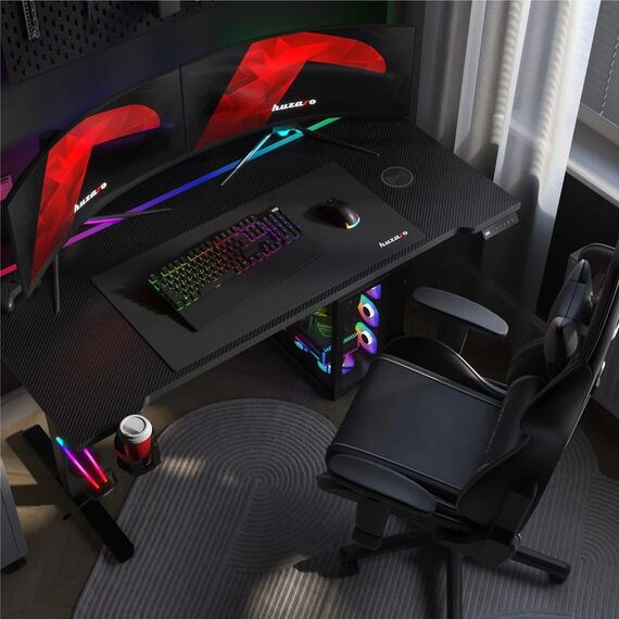 Huzaro Hero 8.7 RGB Electric Gaming Desk – Black | Techbox