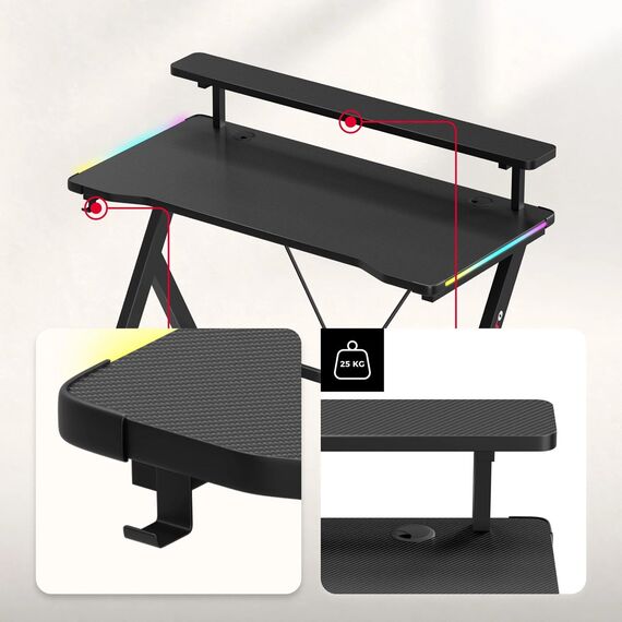 Huzaro Hero 1.9 RGB Gaming Desk Black