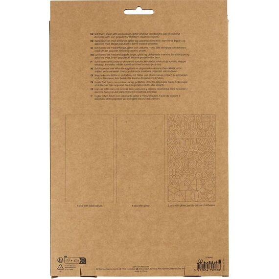 Creativ Company - Foam Sheets, size 14x25 cm, thickness 2 mm, pastel colours, 12 sheet/ 1 pack (790483) / Toys