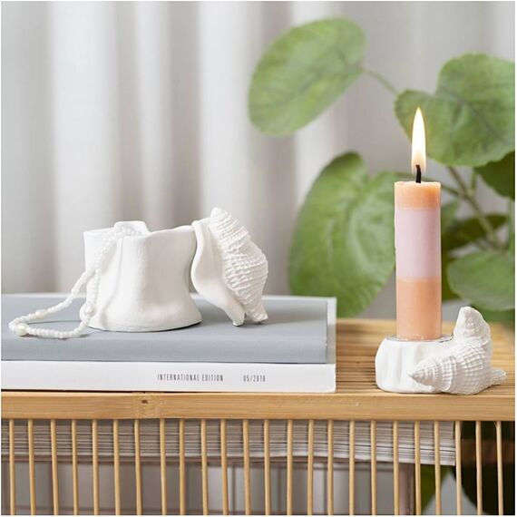 DIY Kit  - Mini Craft Kit Modelling, Candle holder with shells - Off White - 1 pack (977842) / Toys