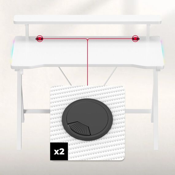 Huzaro Hero 1.9 RGB White Gaming Desk