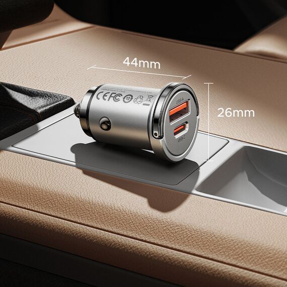 Orico MiniRing Pro 45W USB-A + USB-C Car Charger - Silver