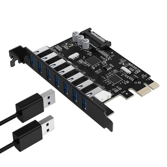Orico PVU3 PCI-E 7x USB 3.0 Expansion Card for Desktop - Black