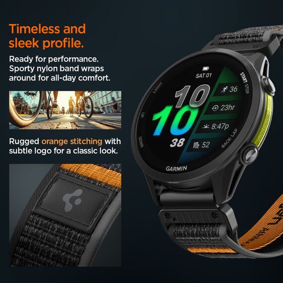 Spigen Athlex Air Strap for Garmin QuickFit 22mm - Black and Orange
