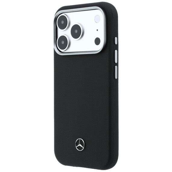 Mercedes Leather Semi Wrap Grill Pattern MagSafe Case for iPhone 17 Pro - Black