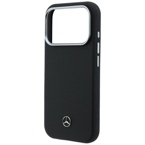 Mercedes Leather Semi Wrap Wood Effect MagSafe Case for iPhone 17 Pro Max - Black