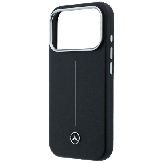 Mercedes Leather Semi Wrap Iconic Line MagSafe Case for iPhone 17 Pro - Black