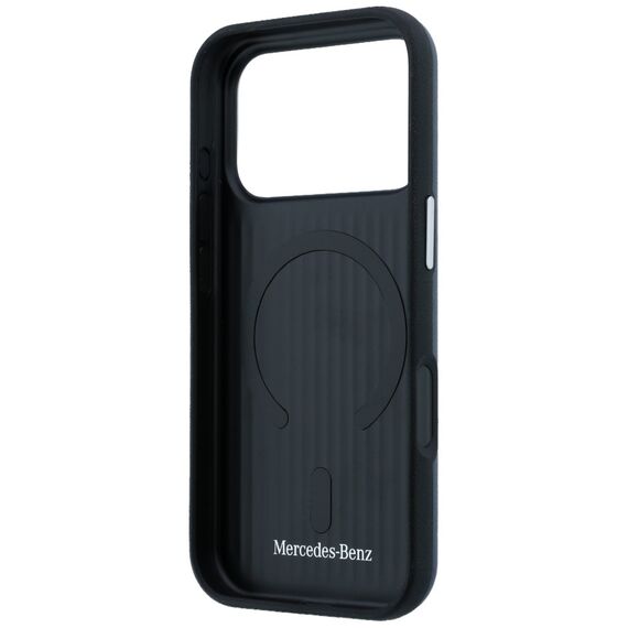Mercedes Leather Semi Wrap Iconic Line MagSafe Case for iPhone 17 Pro Max - Navy Blue