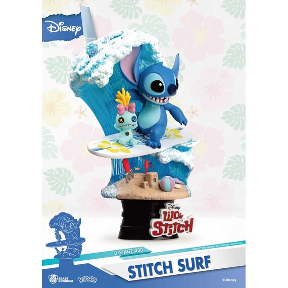 Disney Summer Series D-Stage PVC Diorama Stitch Surf 15 cm
