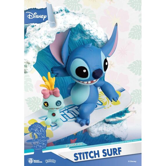 Disney Summer Series D-Stage PVC Diorama Stitch Surf 15 cm