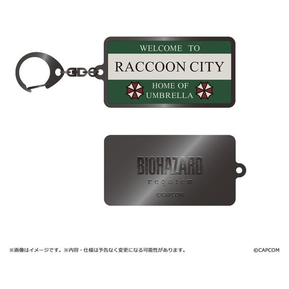 Resident Evil Requiem Metal-Keychain Raccoon City Welcome Sign