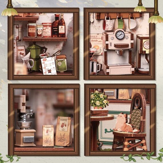 Miniature House Model Kit Sunny Cafe 20 x 16 cm