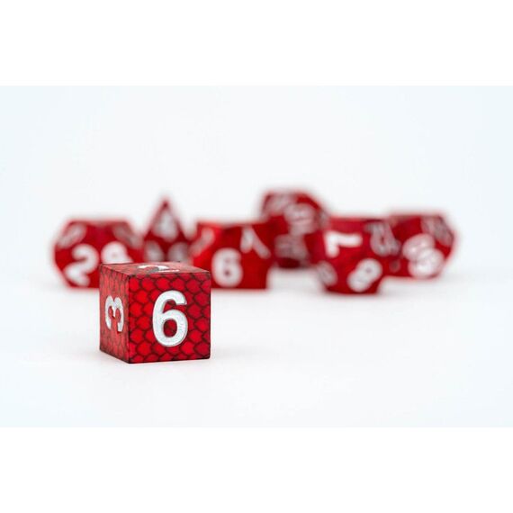 Dragon Storm Sharp Edge Silicone Dice Set Red Dragon Scales (7)
