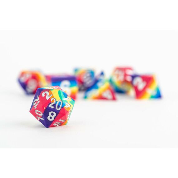 FanRoll Sharp Edge Silicone Dice Set Rainbow (7)