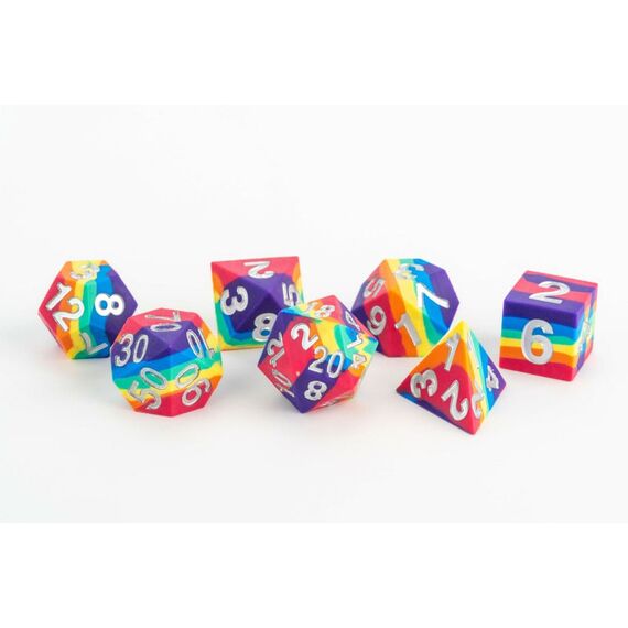 FanRoll Sharp Edge Silicone Dice Set Rainbow (7)