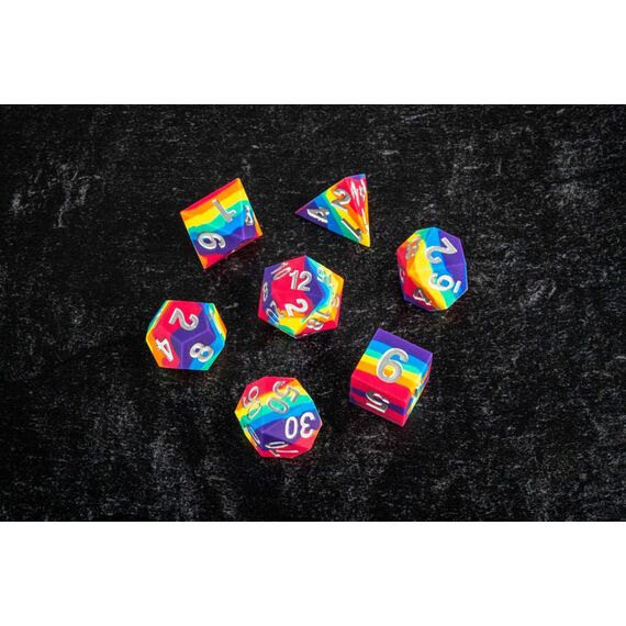 FanRoll Sharp Edge Silicone Dice Set Rainbow (7)