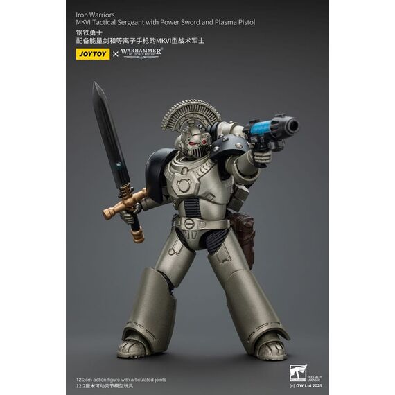 Warhammer The Horus Heresy Action Figure 1/18 lron Warriors MKVI Tactical Sergeant with Power Sword and Plasma Pistol 12 cm