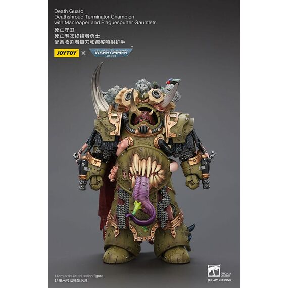 Warhammer 40k Action Figure 1/18 Death Guard Deathshroud Terminator Championwith Manreaper and Plaguespurter Gauntlets 14 cm